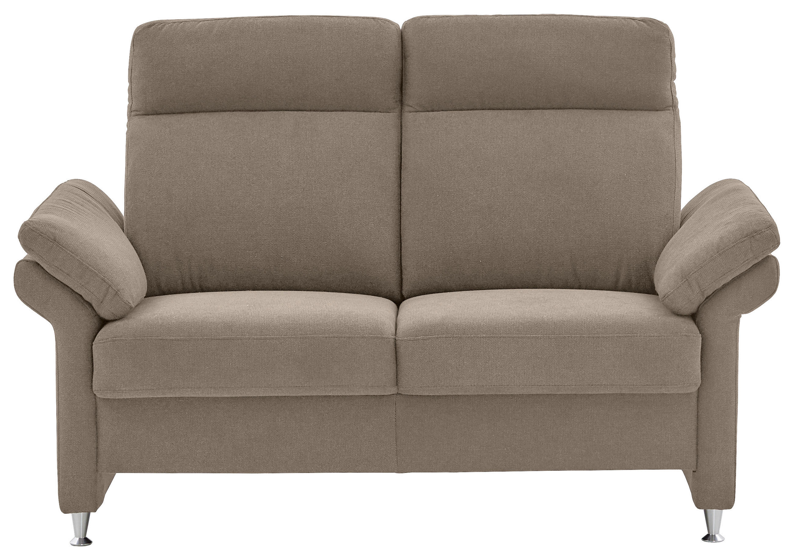 2-SITZER-SOFA Flachgewebe Taupe  - Taupe/Alufarben, MODERN, Textil/Metall (156/103/89cm) - Pure Home Comfort