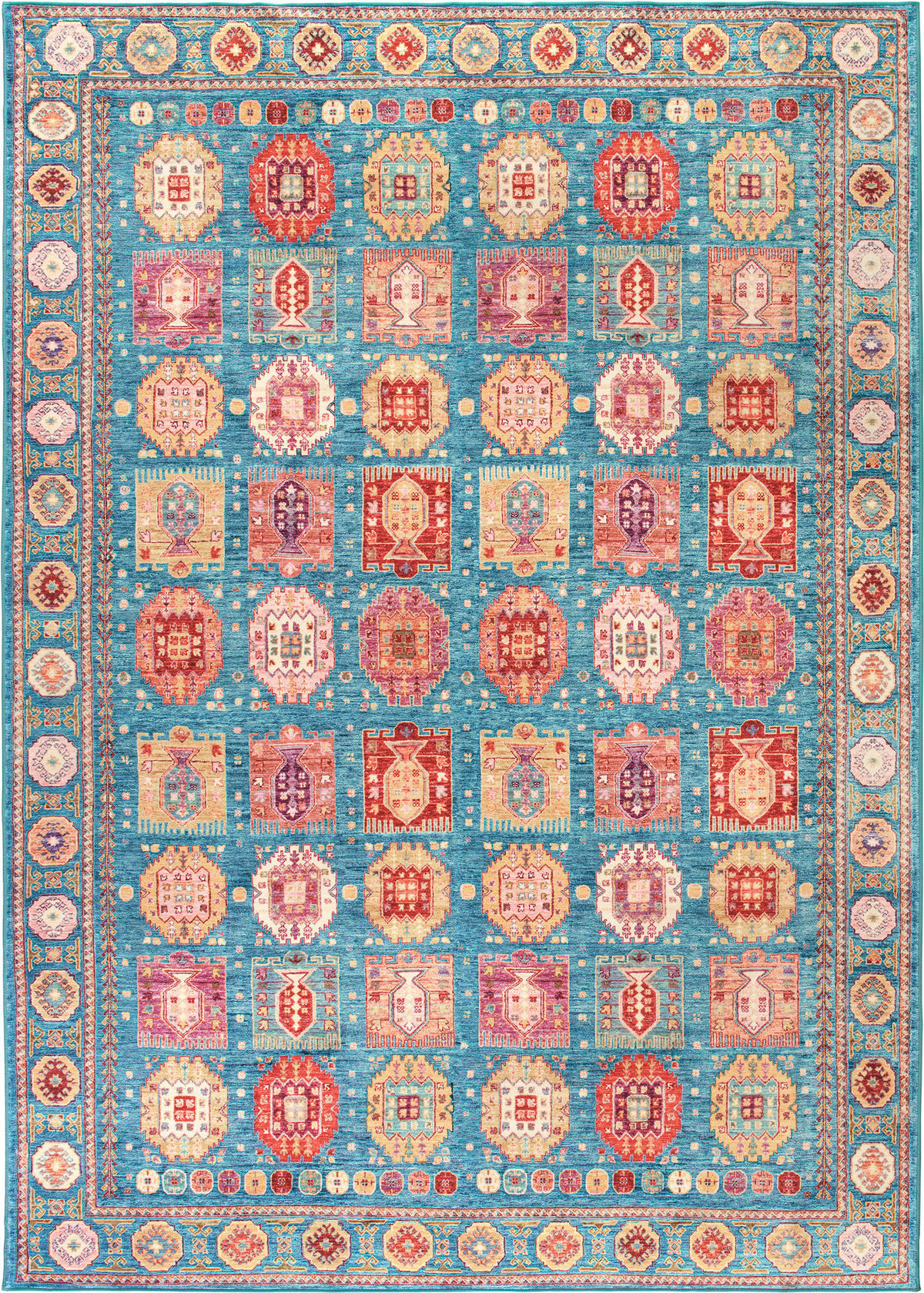VINTAGE-TEPPICH Cortea Zylar 240/340 cm  in Hellblau, Dunkelrosa, Elfenbein  - Elfenbein/Dunkelrosa, LIFESTYLE, Kunststoff/Textil (240/340cm) - Lindorug