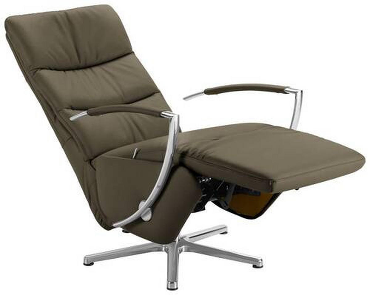 RELAXSESSEL in Leder Olivgrün  - Chromfarben/Olivgrün, Design, Leder/Metall (64/112/80cm) - Cantus