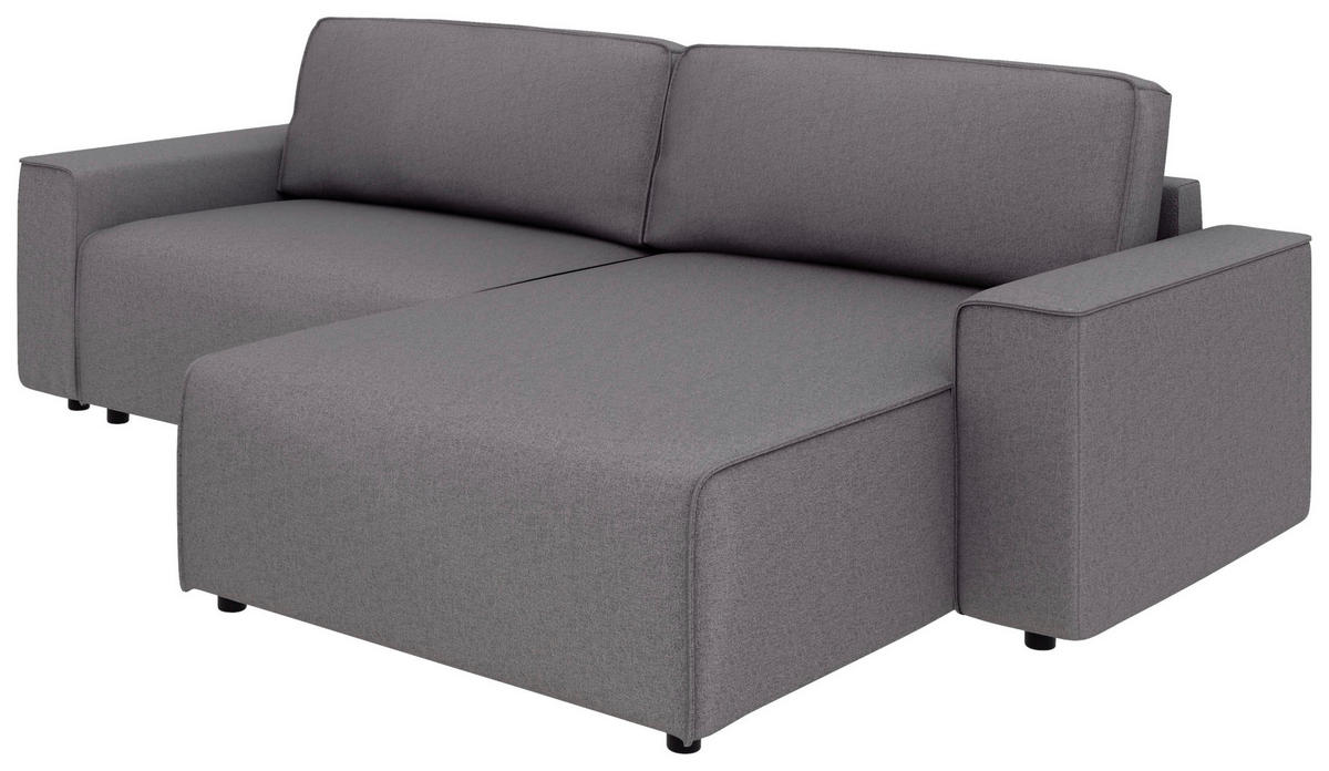ECKSOFA in Struktur Anthrazit  - Anthrazit/Schwarz, Modern, Kunststoff/Textil (265/164cm) - Trendmanufaktur