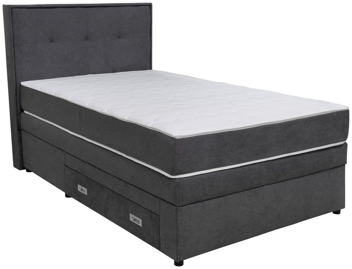 POSTEL BOXSPRING, 120/200 cm, tmavě šedá - černá/tmavě šedá, Moderní, dřevo/kompozitní dřevo (120/200cm) - Hom`in