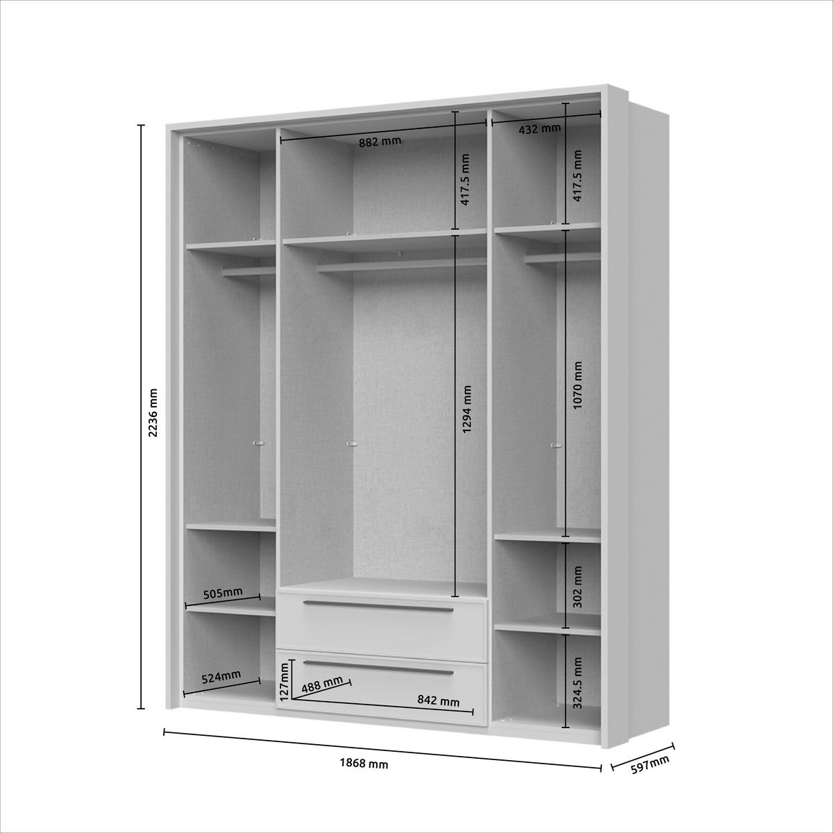 ORMAR SA KLASIČNIM VRATIMA  187/226/60 cm  - Dizajnerski, pločasti materijal/plastika (187/226/60cm)