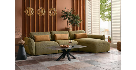 ECKSOFA Coperta Dunkelgrün Chenille  - Dunkelgrün/Schwarz, Design, Kunststoff/Textil (340/190cm) - Belluti