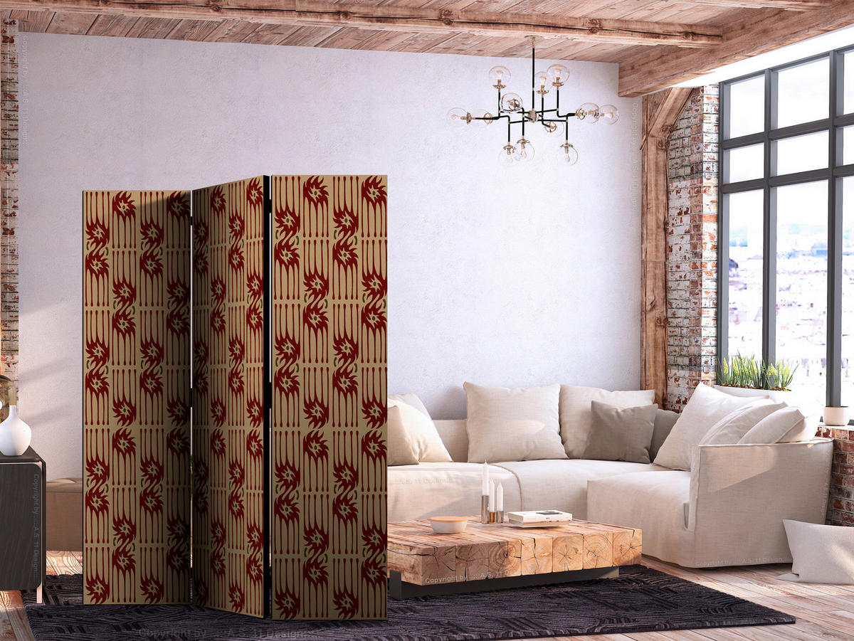 PARAVENT - Hellbraun/Terracotta, Basics, Textil (135/172/3cm) - artgeist