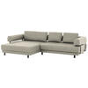 ECKSOFA in Echtleder Creme, Naturfarben  - Creme/Schwarz, Design, Leder/Metall (188/307cm)
