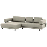 ECKSOFA in Echtleder Creme, Naturfarben  - Creme/Schwarz, Design, Leder/Metall (188/307cm)