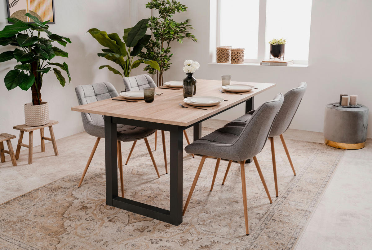 ESSTISCH Holzwerkstoff 160/90/75 cm  - Anthrazit/Sonoma Eiche, Natur, Holzwerkstoff (160/90/75cm) - MID.YOU