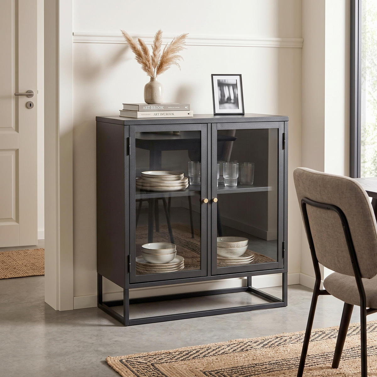 SIDEBOARD  85/85/40 cm  - Schwarz, Design, Glas/Metall (85/85/40cm) - Livetastic