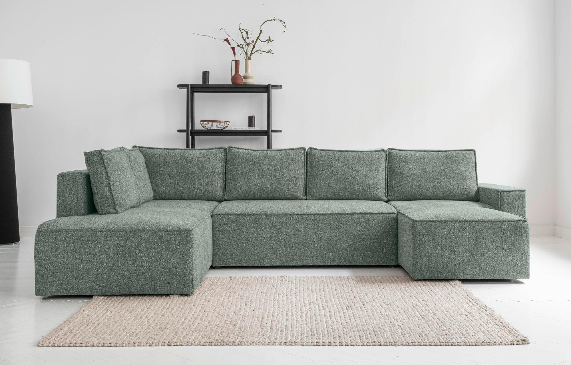 SOFFA i grön  - vit/grön, Design, textil/plast (194/322/156cm) - MID.YOU