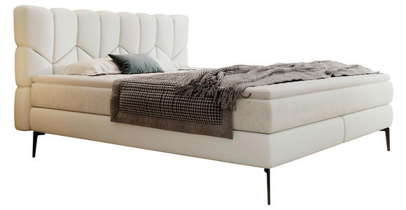 BOXSPRINGBETT 160/200 cm  in Weiß  - Schwarz/Weiß, Design, Leder/Textil (160/200cm) - Esposa