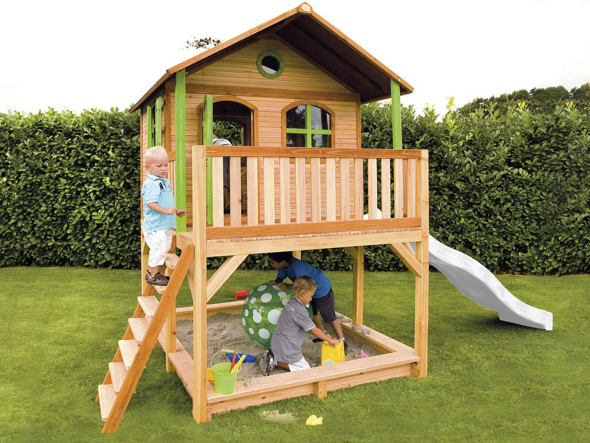 SPIELHAUS 432/293/212 cm  - Braun/Weiß, KONVENTIONELL, Holz (432/293/212cm) - Ambia Garden