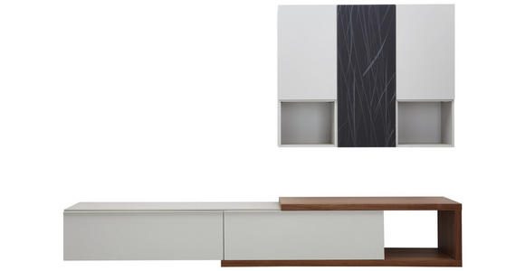 WOHNWAND in Grau, Weiß, Eichefarben - Eichefarben/Weiß, Design, Holzwerkstoff (300/194/47cm) - Dieter Knoll