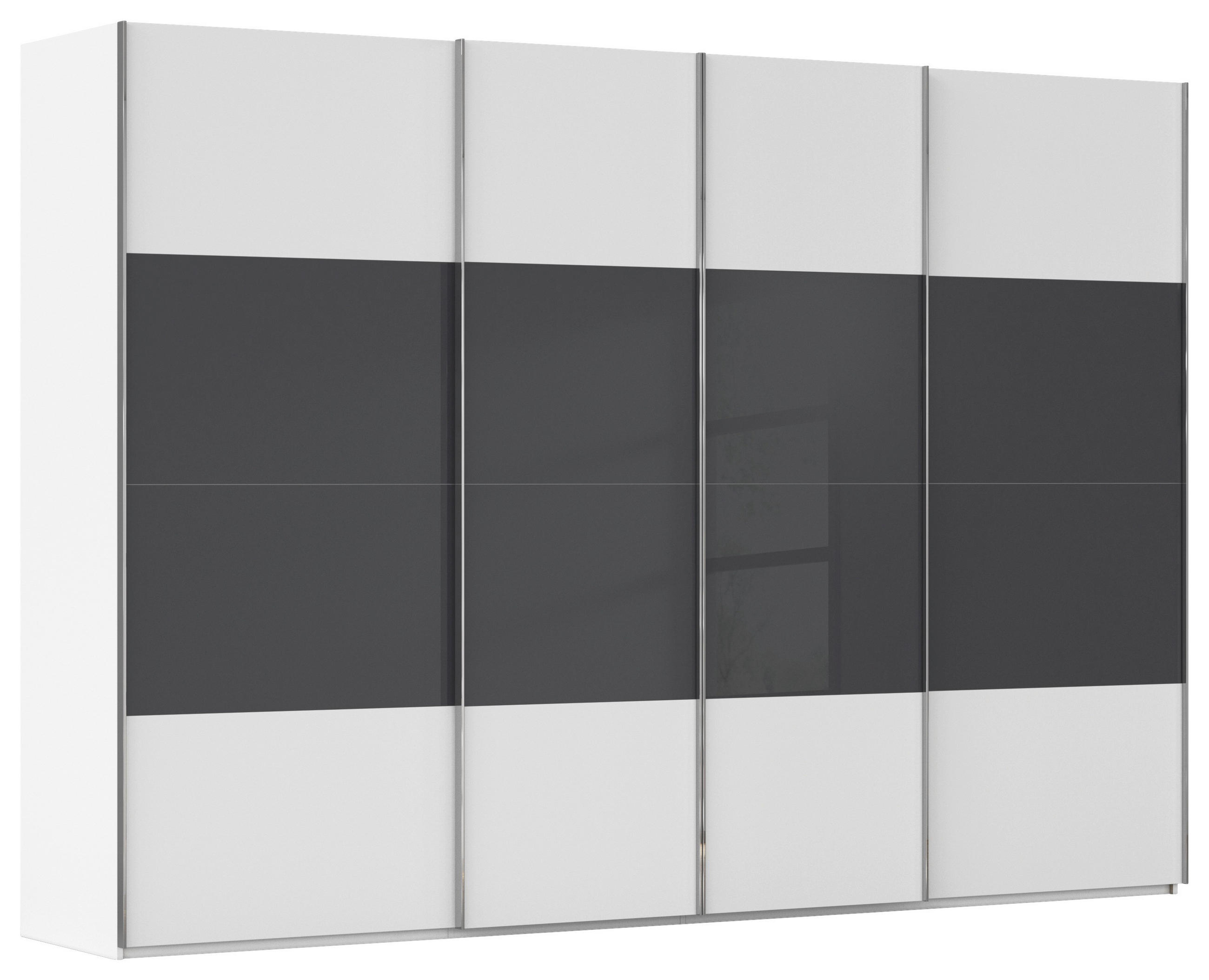 SCHWEBETÜRENSCHRANK 316/223/68 cm 4-türig Weiß, Schwarz  - Chromfarben/Schwarz, KONVENTIONELL, Glas/Holzwerkstoff (316/223/68cm) - Novel
