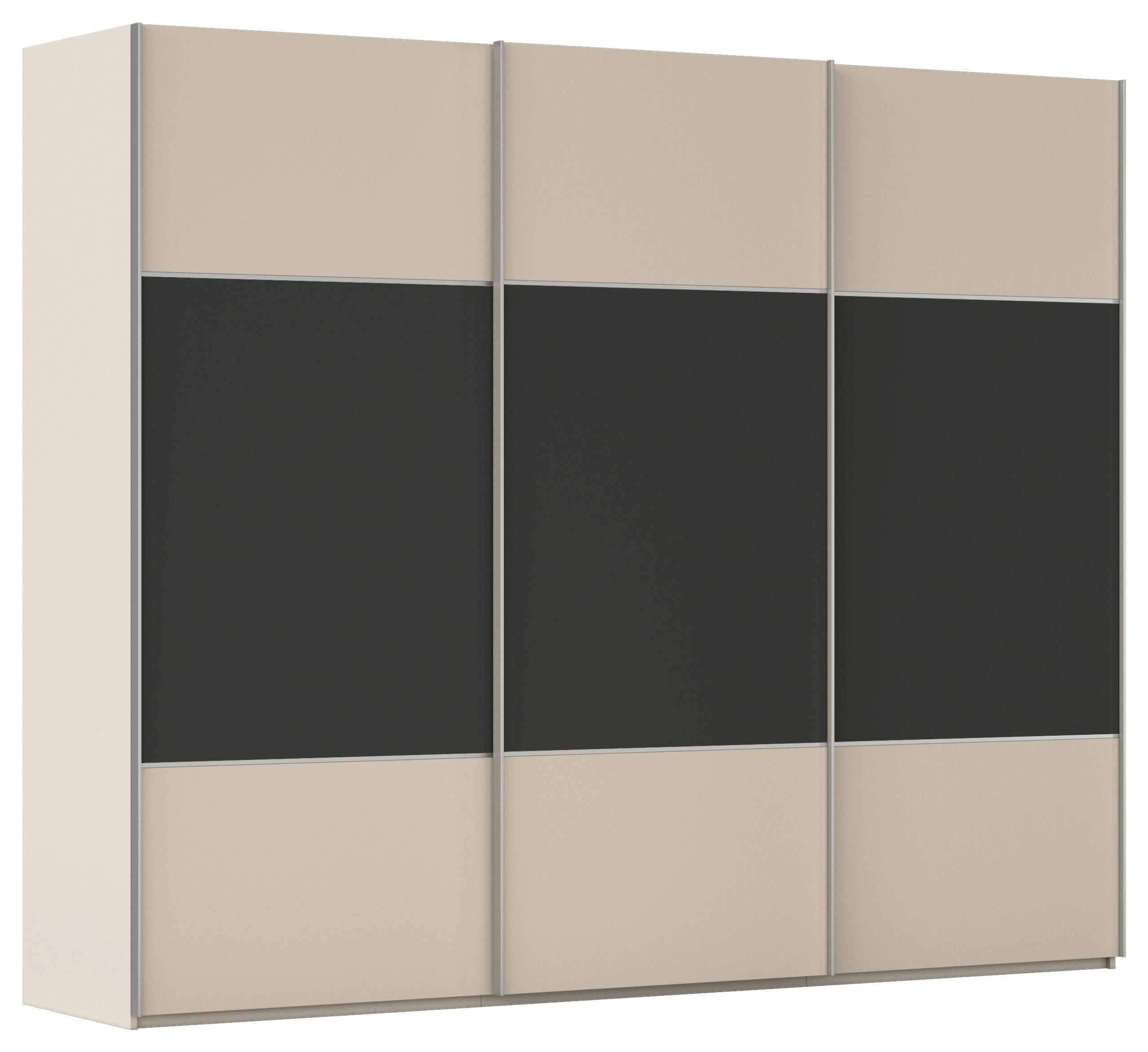 SCHWEBETÜRENSCHRANK 242/223/68 cm 3-türig Graphitfarben, Champagner  - Champagner/Alufarben, KONVENTIONELL, Holzwerkstoff/Metall (242/223/68cm) - Novel