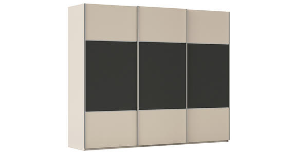 SCHWEBETÜRENSCHRANK 271/223/68 cm 3-türig Graphitfarben, Champagner  - Champagner/Alufarben, KONVENTIONELL, Holzwerkstoff/Metall (271/223/68cm) - Novel