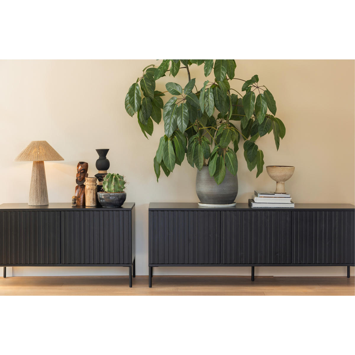 LOWBOARD Gravure 100/56/44 cm   - Schwarz, Design, Holz/Metall (100/56/44cm) - Livetastic