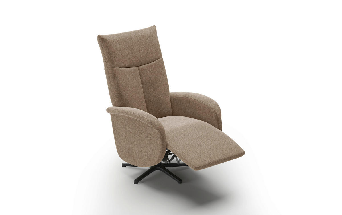 RELAXSESSEL Textil Hellbraun  - Hellbraun/Schwarz, Konventionell, Textil/Metall (75/112/82cm) - Sit & More