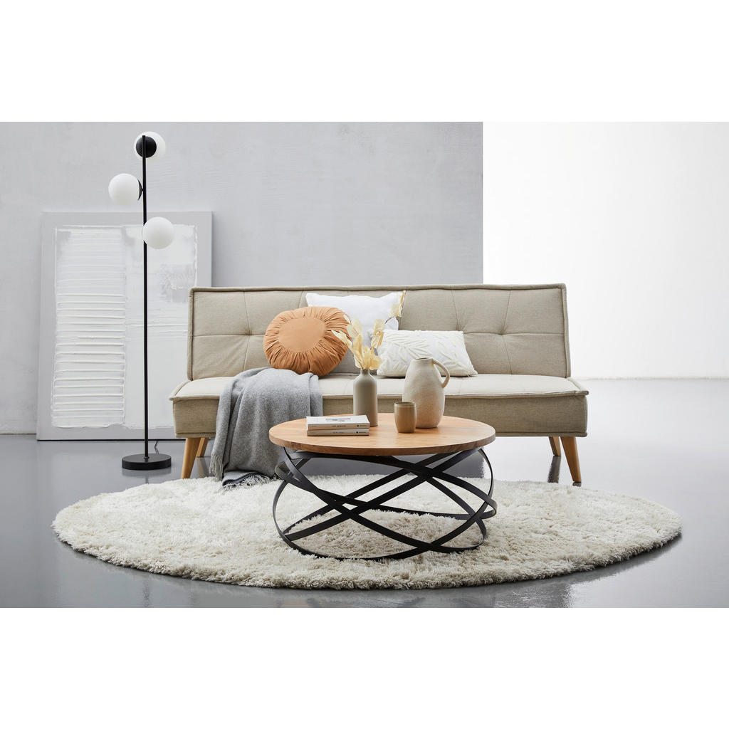 Thumbnail - Mid.you Couchtisch, Schwarz, Akazie, Holz, Metall, Akazie, vollmassiv, Holz, rund, rund, 80x40x80 cm, rostfrei, Wohnzimm...