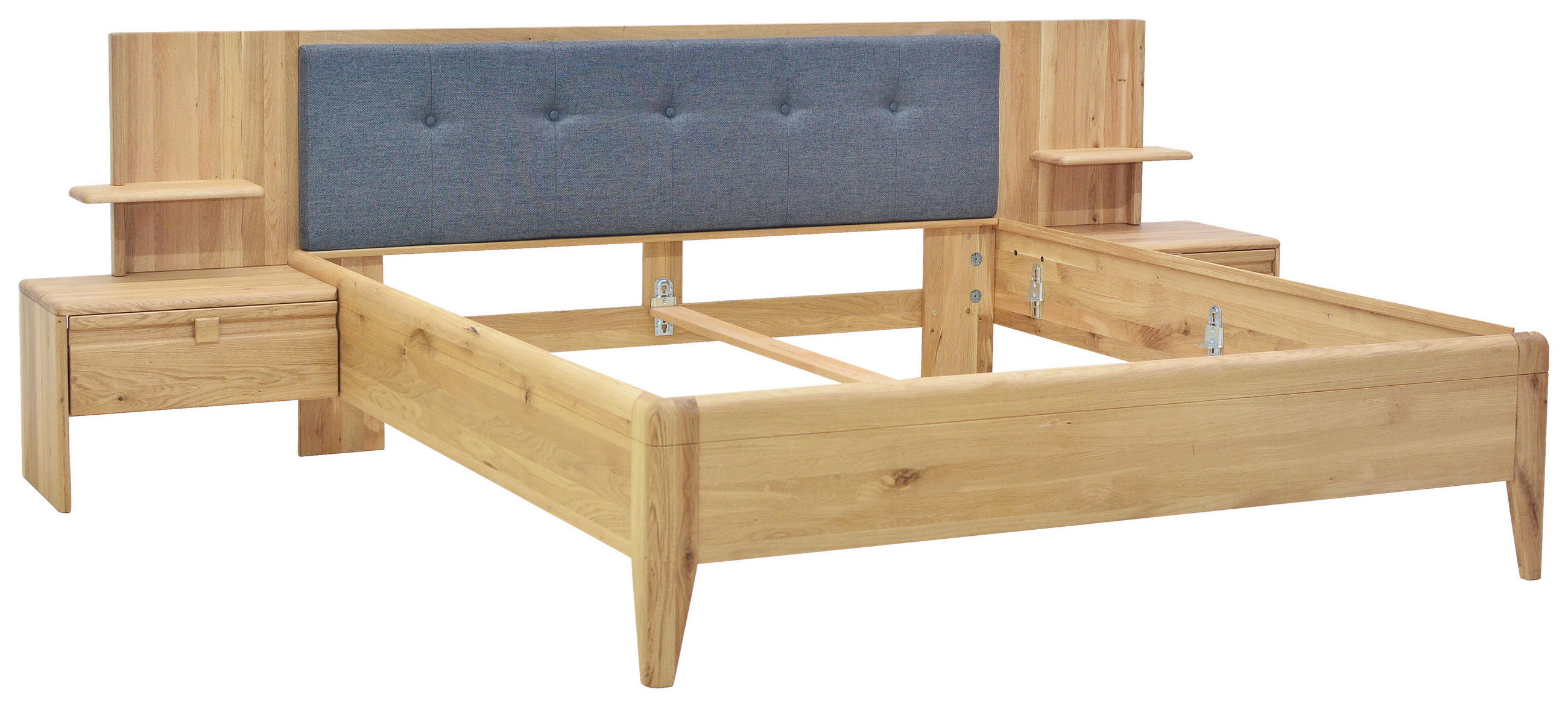 BETTANLAGE 180/200 cm  in Wildeiche, Anthrazit   - Wildeiche/Anthrazit, Konventionell, Holz/Textil (180/200cm) - Linea Natura