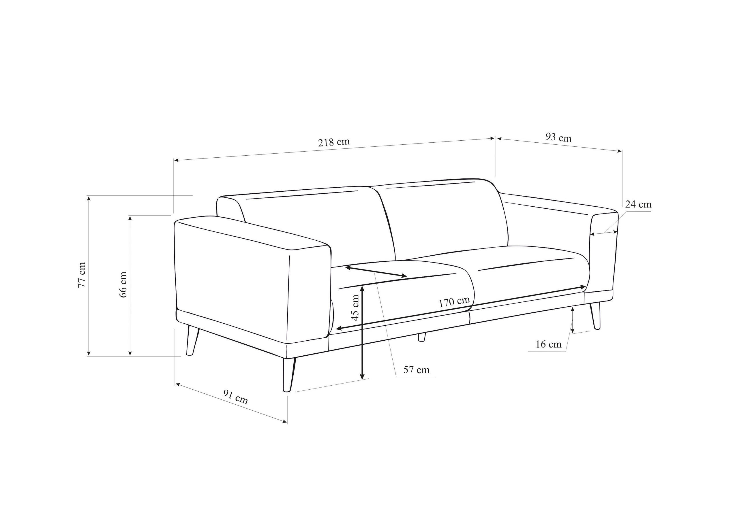 Thumbnail - Mid.you 3-Sitzer-Sofa Oslo_Lz, Grün, Textil, Buche, 218x77x93 cm, Wohnzimmer, Sofas & Couches, Sofas, 3-Sitzer Sofas