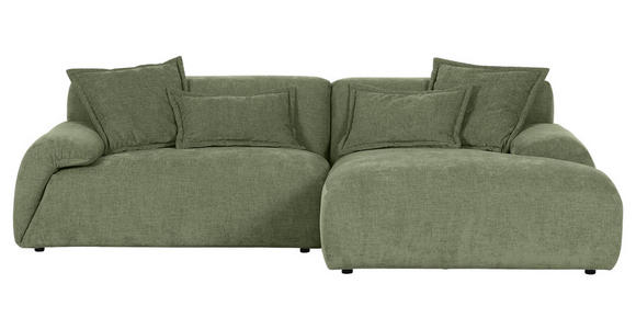 ECKSOFA Olivgrün Flachgewebe  - Schwarz/Olivgrün, KONVENTIONELL, Kunststoff/Textil (274/174cm) - Carryhome