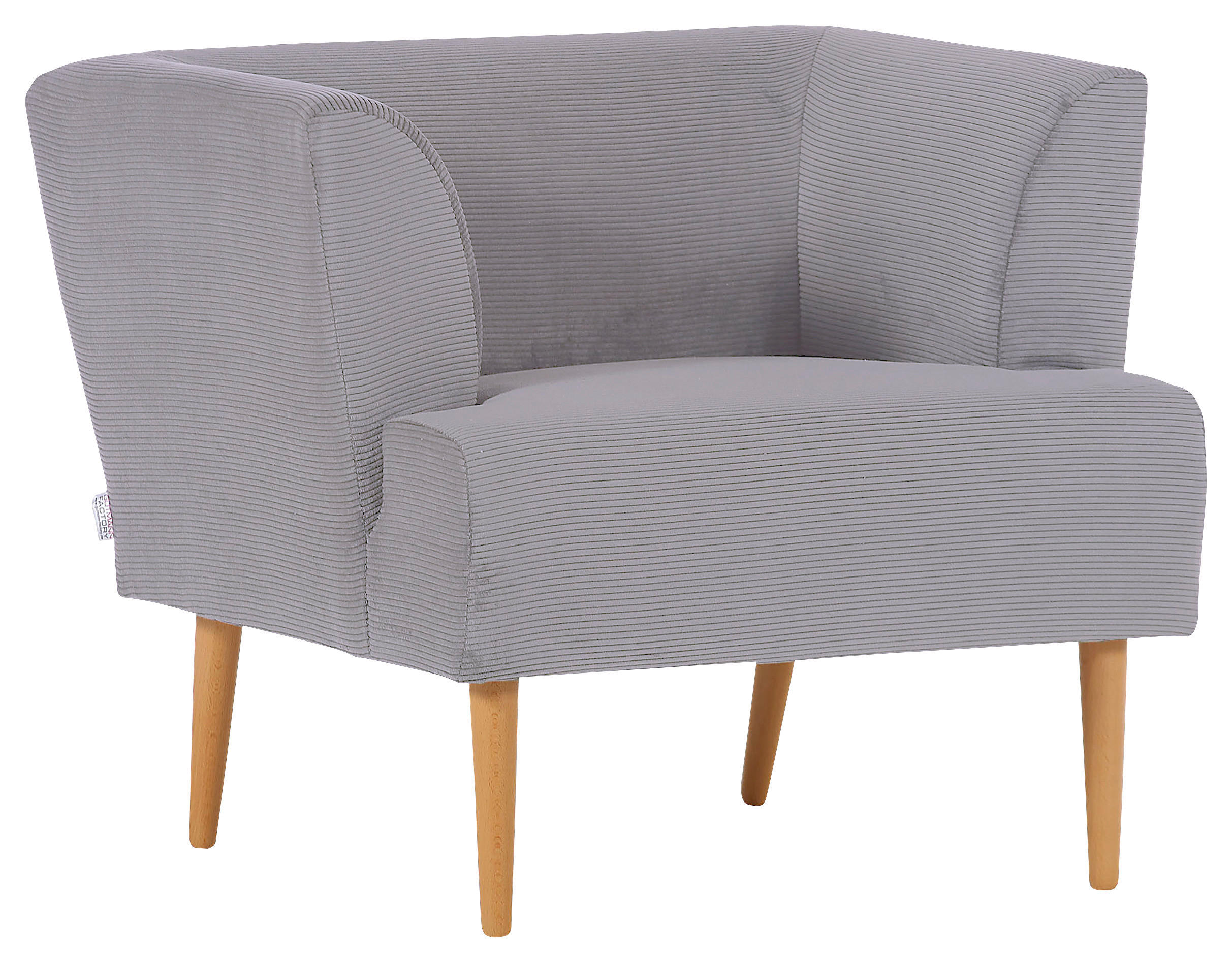 SESSEL in Cord Grau  - Buchefarben/Grau, Design, Holz/Textil (85/71/80cm) - Hom`in