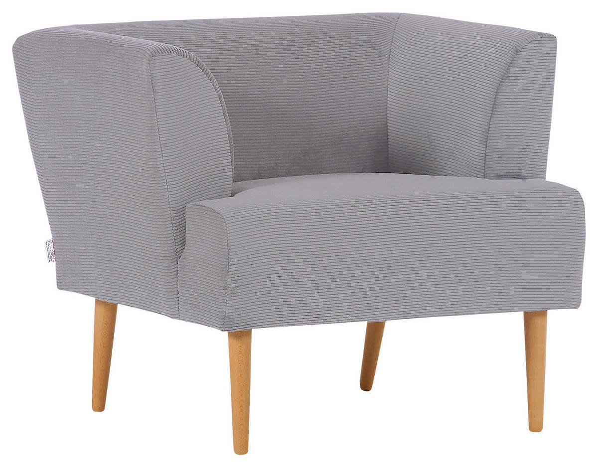 SESSEL in Cord Grau  - Buchefarben/Grau, Design, Holz/Textil (85/71/80cm) - Hom`in