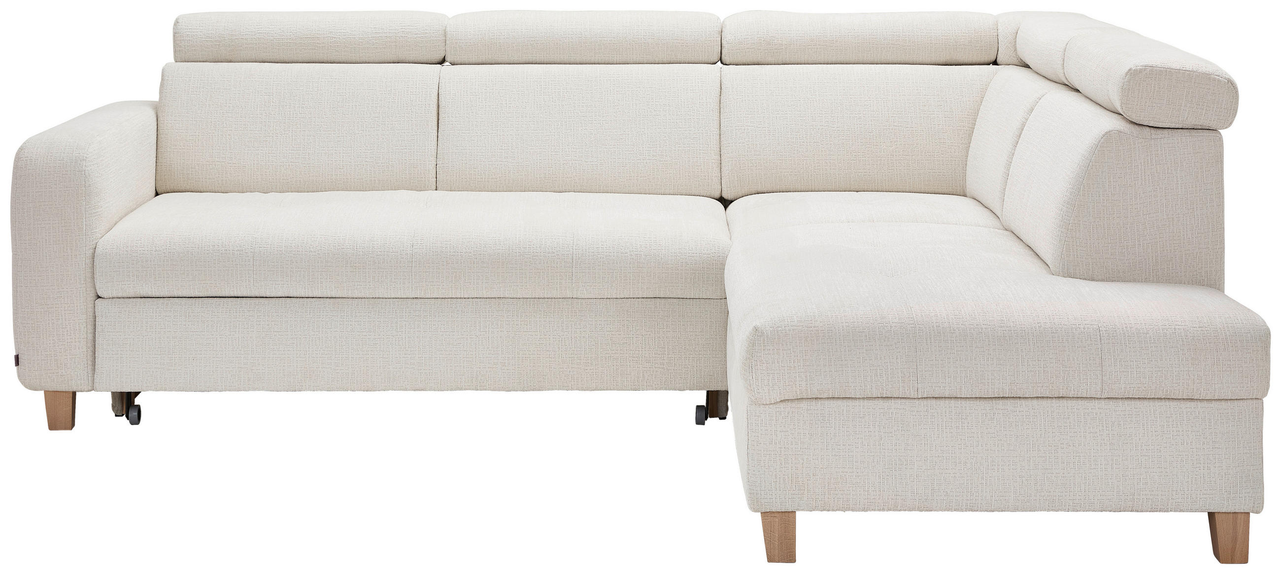 ECKSOFA inkl. Funktionen Weiß Samt  - Weiß, Design, Holz/Textil (261/206cm) - Venda