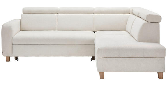 ECKSOFA Weiß Samt - Weiß/Bronzefarben, Design, Holz/Textil (261/206cm) - Venda