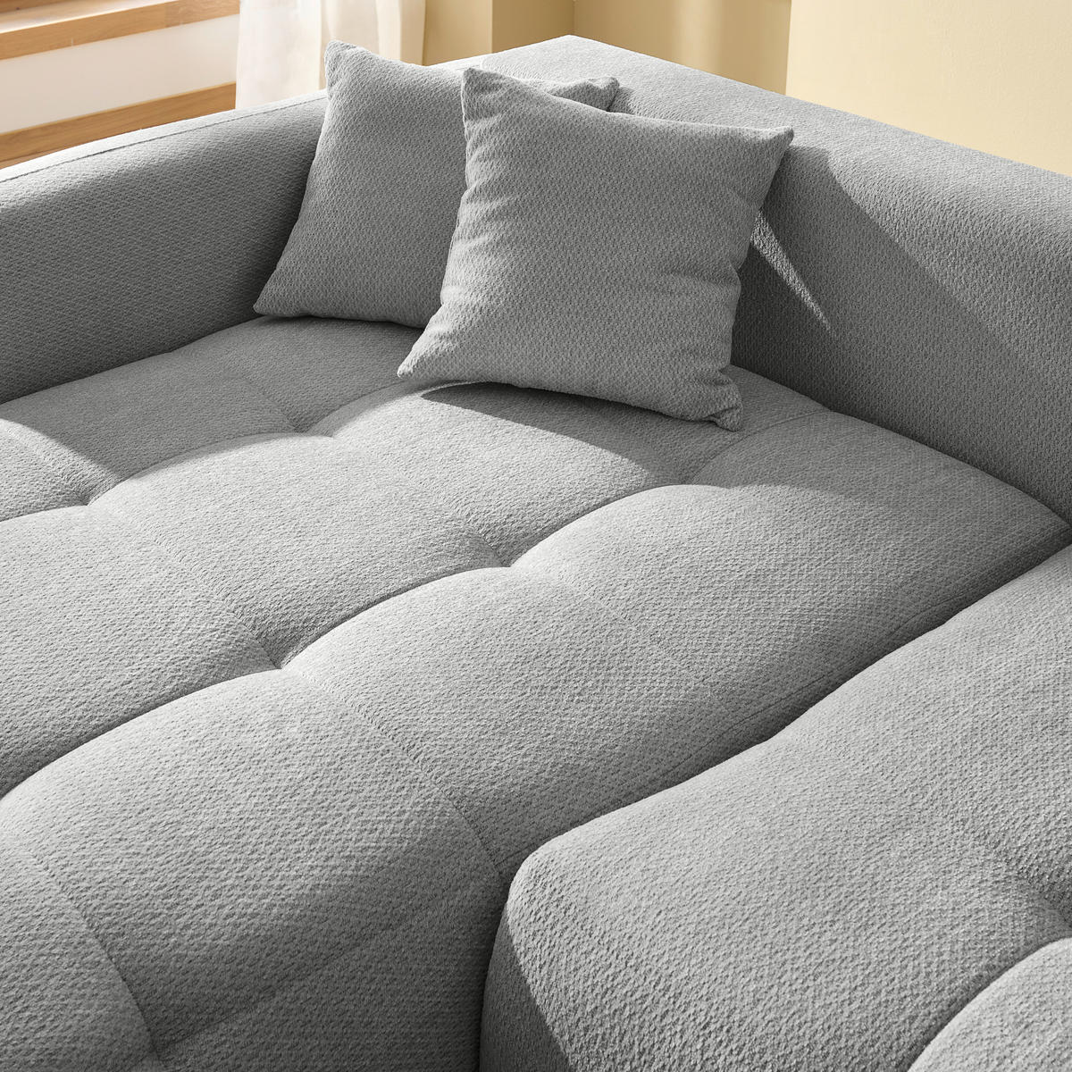 ECKSOFA in Chenille Grau  - Schwarz/Grau, Modern, Kunststoff/Textil (172/276cm) - Hom`in