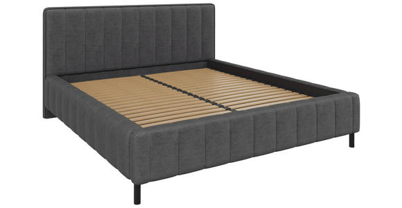 POLSTERBETT gepolstertes Kopfteil, Lattenrost, Bettkasten Anthrazit 180/200 cm  - Anthrazit/Schwarz, Design, Holz/Textil (180/200cm) - Carryhome