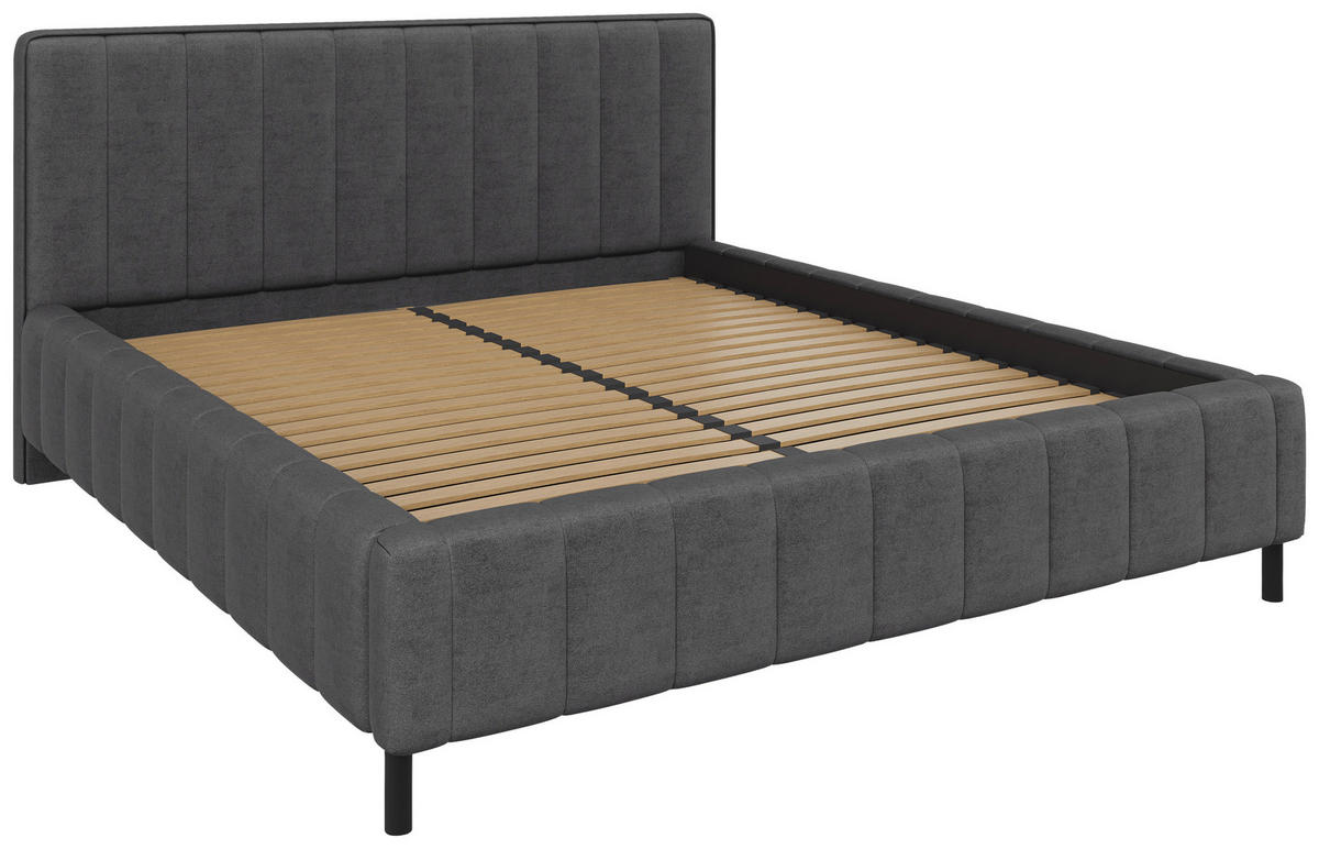 POLSTERBETT 180/200 cm  Anthrazit  - Anthrazit/Schwarz, Design, Holz/Textil (180/200cm) - Carryhome