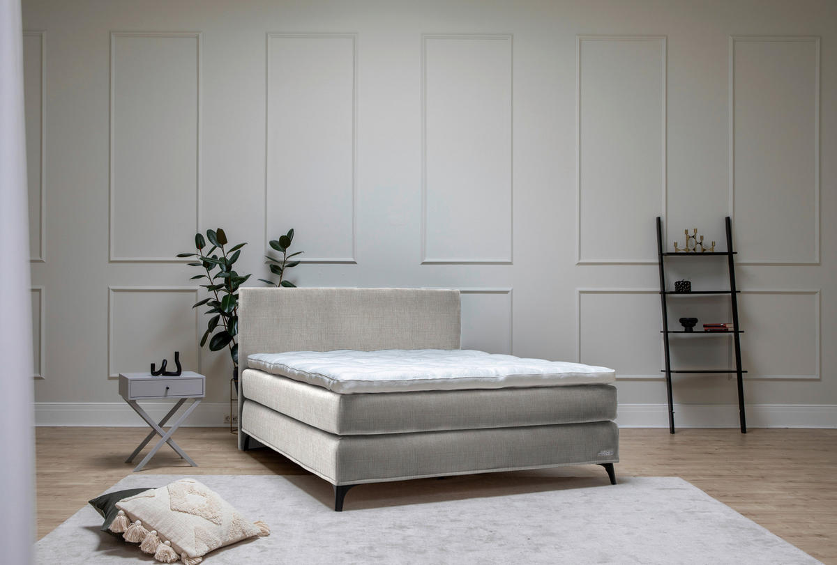 BOXSPRINGBETT 200/220 cm  in Greige  - Greige/Schwarz, Konventionell, Holz/Textil (200/220cm) - Sjöholm