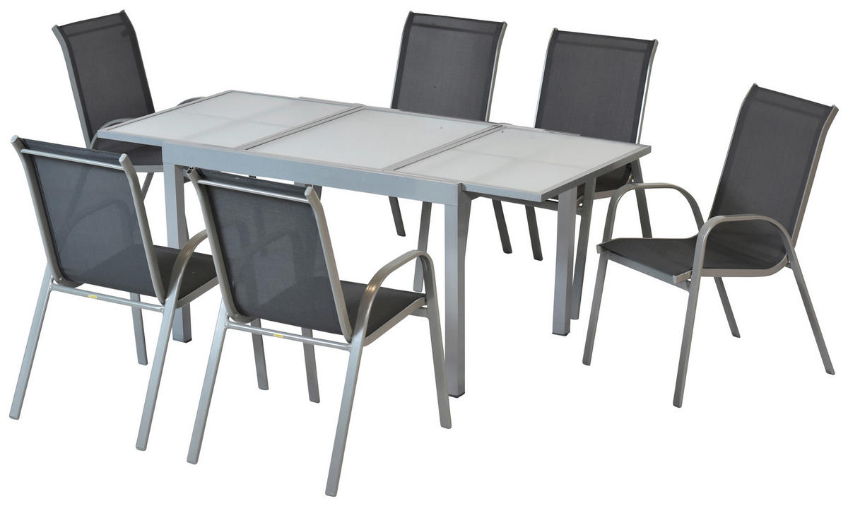 GARTENSET Aluminium  - Silberfarben/Grau, MODERN, Textil/Metall - Gardenson