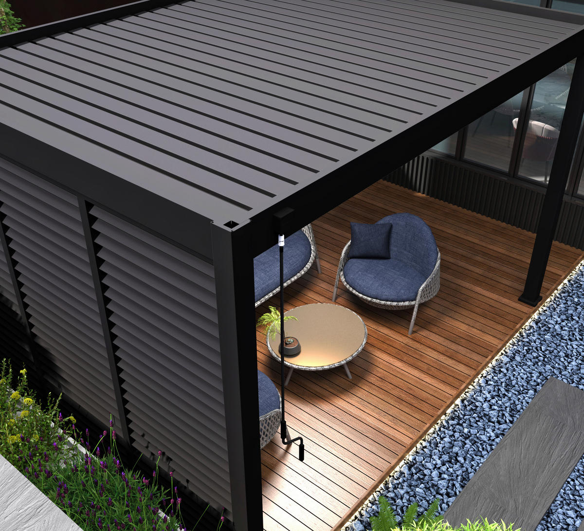 PERGOLA-SEITENTEIL 123/235/10 cm   - Anthrazit, Basics, Metall (123/235/10cm) - Gardenson