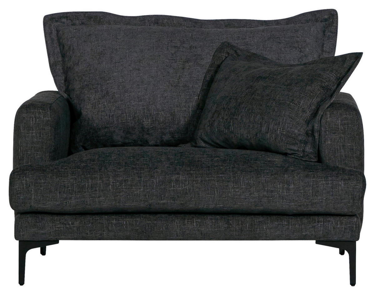 FÅTÖLJ i trä, textil mörkgrå  - mörkgrå/svart, Klassisk, trä/textil (115/92/98cm) - Novel