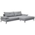 ECKSOFA in Flachgewebe Dunkelgrau  - Dunkelgrau/Schwarz, KONVENTIONELL, Textil/Metall (294/176cm) - Carryhome