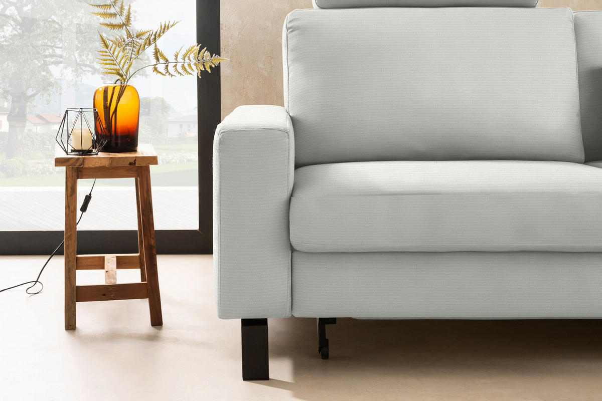 ECKSOFA Cord Grauweiss  - Schwarz/Grauweiss, Design, Textil/Metall (298/185cm) - Pure Home Lifestyle