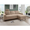 ECKSCHLAFSOFA in Chenille Hellbraun  - Hellbraun/Schwarz, Modern, Holz/Textil (234/147cm) - Livetastic