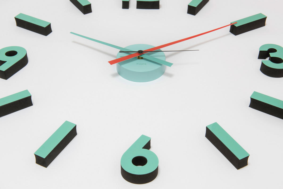 UHR Orange, Türkis, Pastellblau  - Türkis/Pastellblau, Design, Kunststoff/Metall (43.5/11.5/9cm)