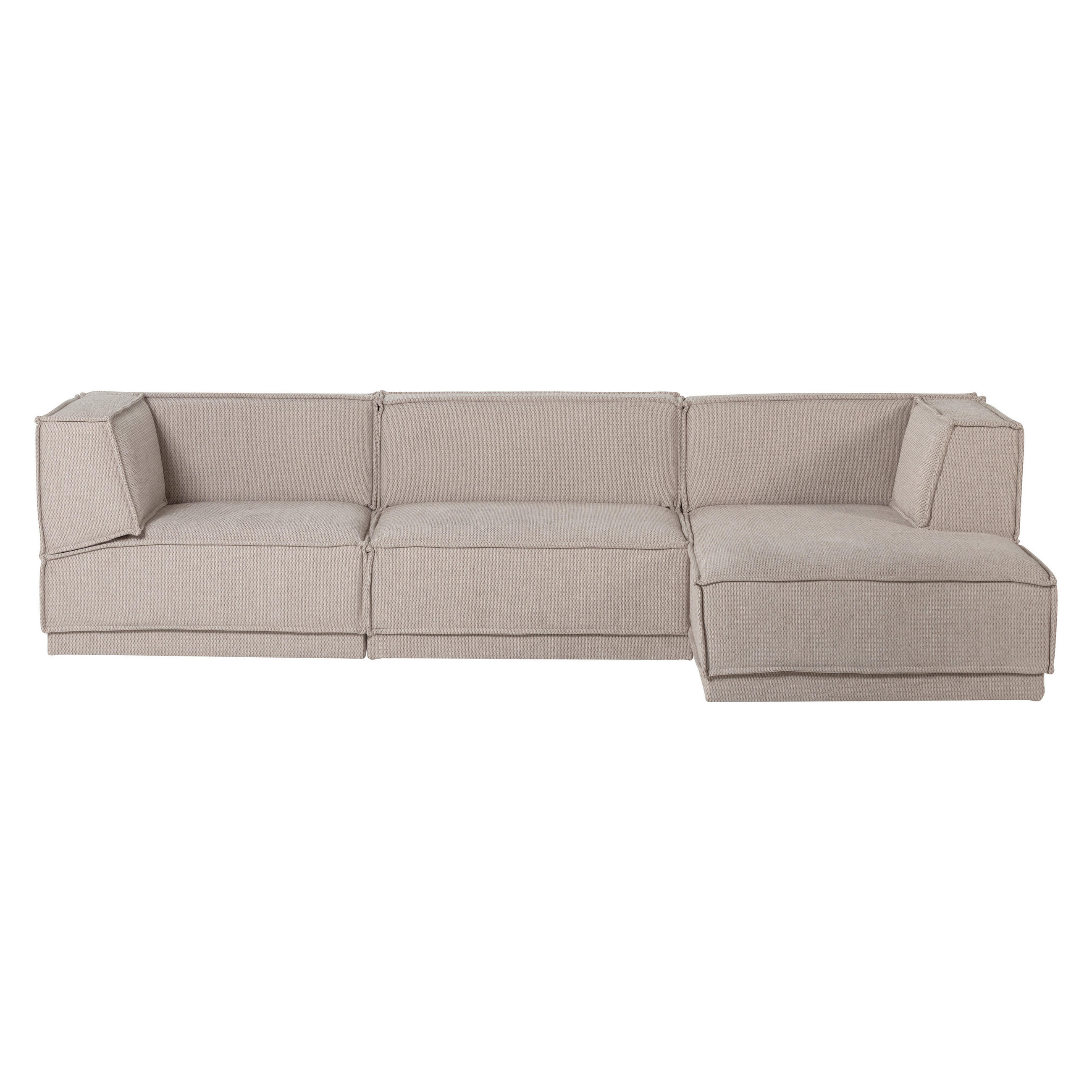 ECKSOFA Manu in Chenille Naturfarben  286/160 cm  - Schwarz/Naturfarben, MODERN, Kunststoff/Textil (286/160cm) - Livetastic