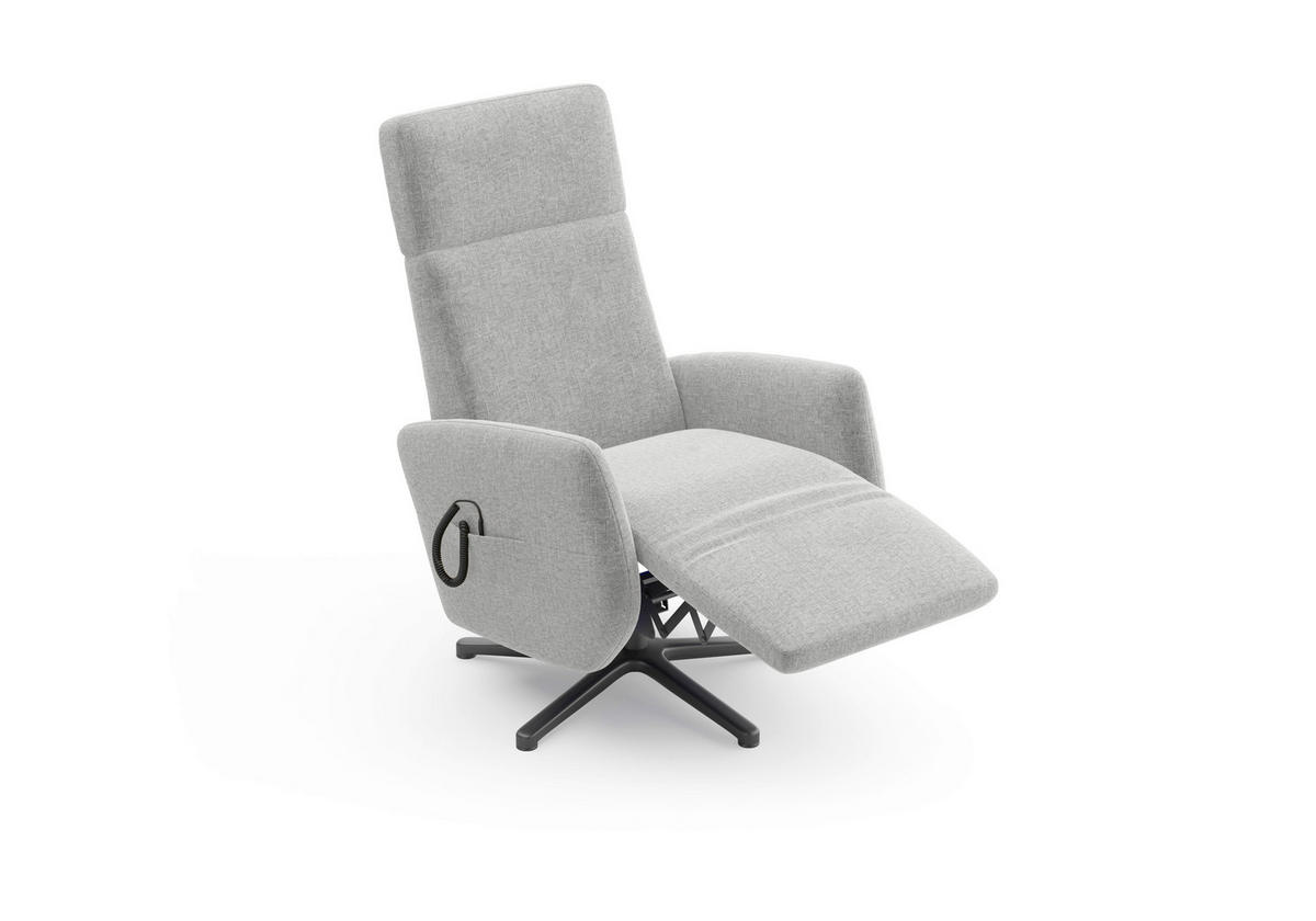 RELAXSESSEL Flachgewebe Aufstehhilfe    - Hellgrau/Schwarz, KONVENTIONELL, Textil/Metall (71/110/82cm) - Sit & More