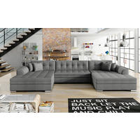WOHNLANDSCHAFT in Webstoff Grau  - Chromfarben/Grau, Design, Kunststoff/Textil (165/359/165cm) - MID.YOU
