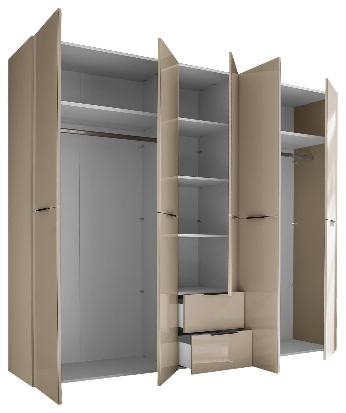 KLEIDERSCHRANK  in Kaschmir  - Kaschmir/Schwarz, KONVENTIONELL, Glas/Holzwerkstoff (250/212/57cm) - Boxxx