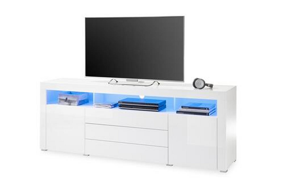 SIDEBOARD 200/74/44 cm  - vit/aluminiumfärg, Modern, trämaterial (200/74/44cm) - Livetastic