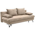 SCHLAFSOFA in Samt Beige  - Beige/Schwarz, Design, Textil/Metall (205/79-96/85cm) - Novel