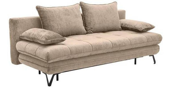SCHLAFSOFA Samt Beige - Beige/Schwarz, Design, Textil/Metall (205/79-96/85cm) - Novel