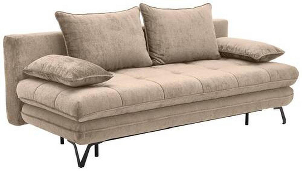 SCHLAFSOFA Samt Beige  - Beige/Schwarz, Design, Textil/Metall (205/79-96/85cm) - Novel