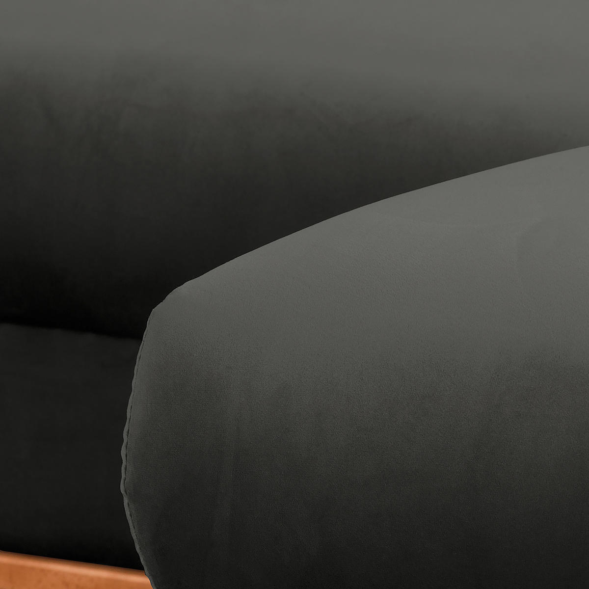 ECKSOFA Mikrofaser Dunkelgrau  - Wengefarben/Dunkelgrau, Design, Holz/Textil (230/150cm) - Livetastic