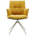 ARMLEHNSTUHL in Edelstahl Mikrofaser, Leinenoptik - Edelstahlfarben/Gelb, Design, Textil/Metall (59/89,5/63cm) - Novel